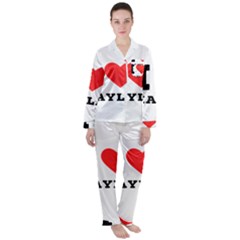 I Love Kayla Women s Long Sleeve Satin Pajamas Set	 by ilovewhateva