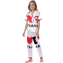 I Love Kayla Kids  Satin Short Sleeve Pajamas Set by ilovewhateva