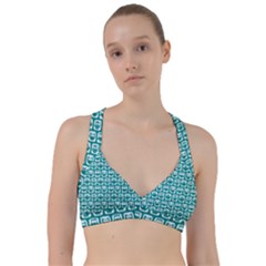 Teal And White Owl Pattern Sweetheart Sports Bra by GardenOfOphir