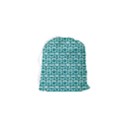 Teal And White Owl Pattern Drawstring Pouch (XS) View2