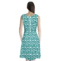 Teal And White Owl Pattern Sleeveless Waist Tie Chiffon Dress View2