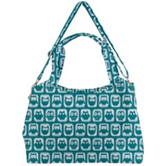 Teal And White Owl Pattern Double Compartment Shoulder Bag by GardenOfOphir