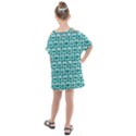 Teal And White Owl Pattern Kids  One Piece Chiffon Dress View2