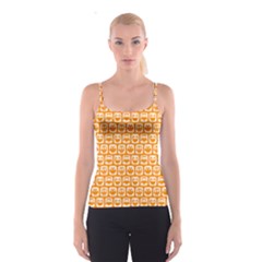 Yellow And White Owl Pattern Spaghetti Strap Top by GardenOfOphir