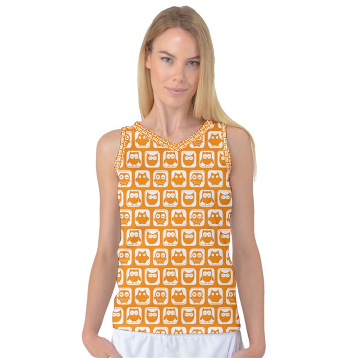 Yellow And White Owl Pattern Women s Basketball Tank Top