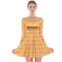 Yellow And White Owl Pattern Long Sleeve Skater Dress View1