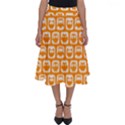 Yellow And White Owl Pattern Perfect Length Midi Skirt View1