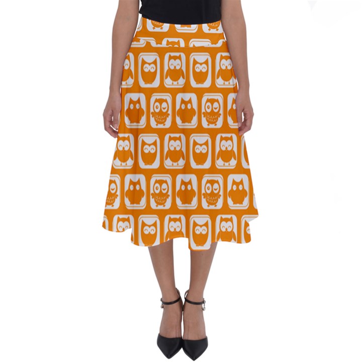 Yellow And White Owl Pattern Perfect Length Midi Skirt