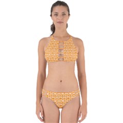 Yellow And White Owl Pattern Perfectly Cut Out Bikini Set by GardenOfOphir