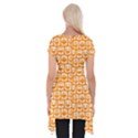 Yellow And White Owl Pattern Short Sleeve Side Drop Tunic View2