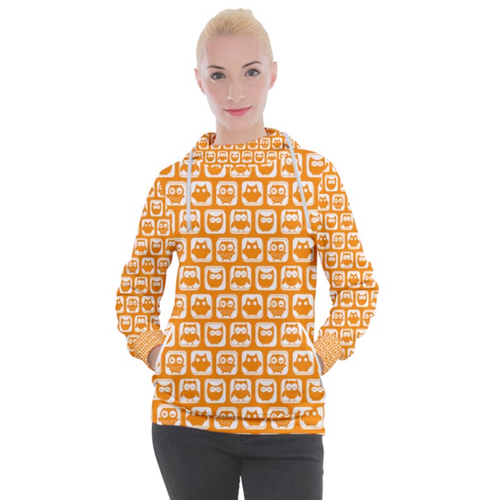 Yellow And White Owl Pattern Women s Hooded Pullover