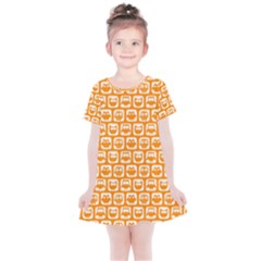 Yellow And White Owl Pattern Kids  Simple Cotton Dress by GardenOfOphir