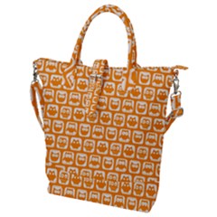 Yellow And White Owl Pattern Buckle Top Tote Bag by GardenOfOphir