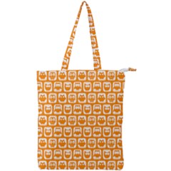 Yellow And White Owl Pattern Double Zip Up Tote Bag by GardenOfOphir