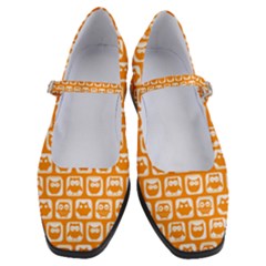 Yellow And White Owl Pattern Women s Mary Jane Shoes by GardenOfOphir