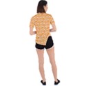 Yellow And White Owl Pattern Asymmetrical Short Sleeve Sports Tee View4