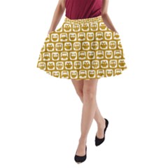 Olive And White Owl Pattern A-line Pocket Skirt by GardenOfOphir