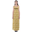 Olive And White Owl Pattern Empire Waist Maxi Dress View1