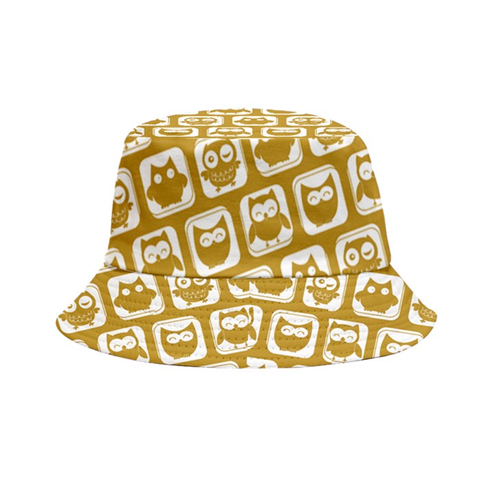 Olive And White Owl Pattern Bucket Hat