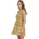 Olive And White Owl Pattern Kids  One Shoulder Party Dress View3