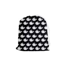 Cute Whale Illustration Pattern Drawstring Pouch (medium) by GardenOfOphir