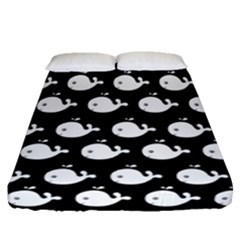 Cute Whale Illustration Pattern Fitted Sheet (queen Size) by GardenOfOphir