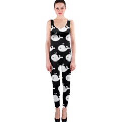 Cute Whale Illustration Pattern One Piece Catsuit by GardenOfOphir