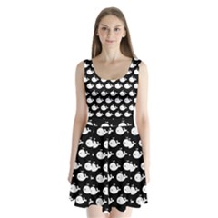 Cute Whale Illustration Pattern Split Back Mini Dress  by GardenOfOphir