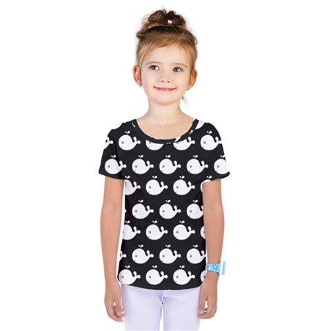 Cute Whale Illustration Pattern Kids  One Piece Tee by GardenOfOphir