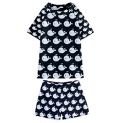 Cute Whale Illustration Pattern Kids  Swim Tee And Shorts Set by GardenOfOphir