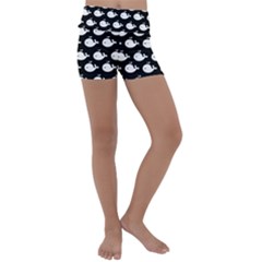 Cute Whale Illustration Pattern Kids  Lightweight Velour Yoga Shorts by GardenOfOphir