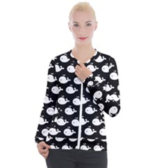 Cute Whale Illustration Pattern Casual Zip Up Jacket by GardenOfOphir