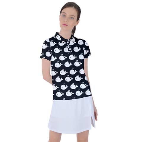 Cute Whale Illustration Pattern Women s Polo Tee by GardenOfOphir