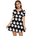 Cute Whale Illustration Pattern Tiered Short Sleeve Babydoll Dress View1