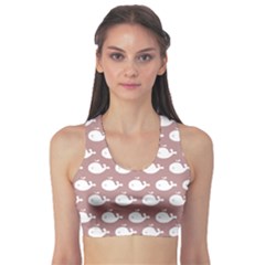 Cute Whale Illustration Pattern Sports Bra by GardenOfOphir