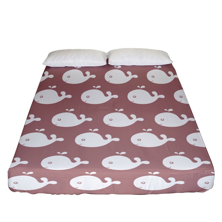 Cute Whale Illustration Pattern Fitted Sheet (Queen Size)