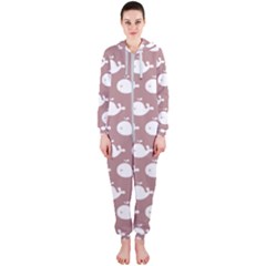 Cute Whale Illustration Pattern Hooded Jumpsuit (ladies) by GardenOfOphir