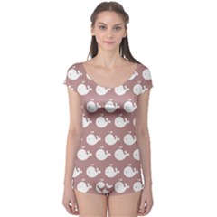 Cute Whale Illustration Pattern Boyleg Leotard  by GardenOfOphir