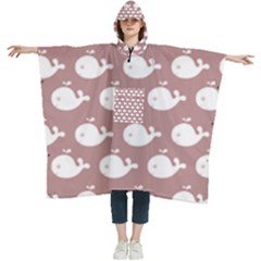 Cute Whale Illustration Pattern Women s Hooded Rain Ponchos by GardenOfOphir