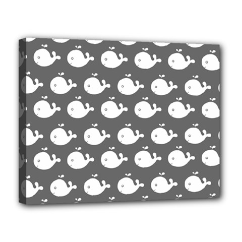 Cute Whale Illustration Pattern Canvas 14  X 11  (stretched) by GardenOfOphir