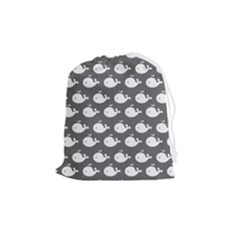 Cute Whale Illustration Pattern Drawstring Pouch (medium) by GardenOfOphir