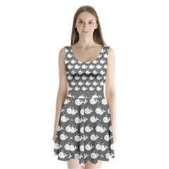 Cute Whale Illustration Pattern Split Back Mini Dress  by GardenOfOphir