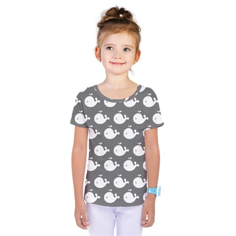 Cute Whale Illustration Pattern Kids  One Piece Tee by GardenOfOphir