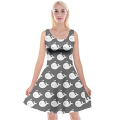 Cute Whale Illustration Pattern Reversible Velvet Sleeveless Dress by GardenOfOphir