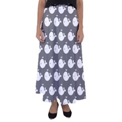 Cute Whale Illustration Pattern Flared Maxi Skirt by GardenOfOphir