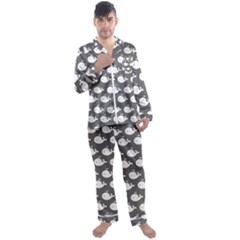 Cute Whale Illustration Pattern Men s Long Sleeve Satin Pajamas Set by GardenOfOphir