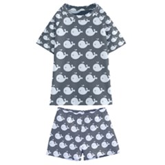 Cute Whale Illustration Pattern Kids  Swim Tee And Shorts Set