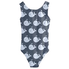 Cute Whale Illustration Pattern Kids  Cut-out Back One Piece Swimsuit by GardenOfOphir