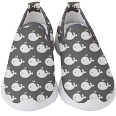 Cute Whale Illustration Pattern Kids  Slip On Sneakers by GardenOfOphir