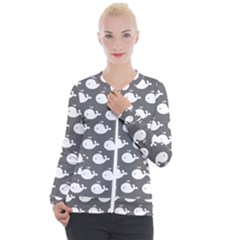 Cute Whale Illustration Pattern Casual Zip Up Jacket by GardenOfOphir